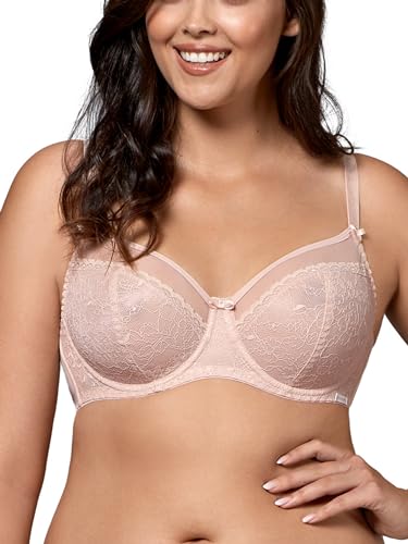 Nipplex Rafaela Soft Vollschalen-BH für Damen | Extra bequemes Design Weiche Konstruktion mit Spitze | Verstellbaren Trägern und seitlichen Bügeln | Zarte Busenformung | Cappuccino | 85F von Nipplex
