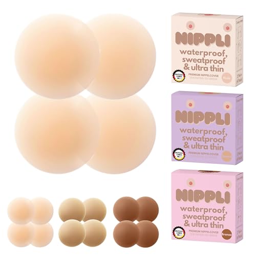 Nippli Premium Nippelcover – Nippelpads Waschbar & Wiederverwendbar – Nippelcover ultradünn aus Silikon [8cm] – Selbstklebende Nippel Cover von Nippli