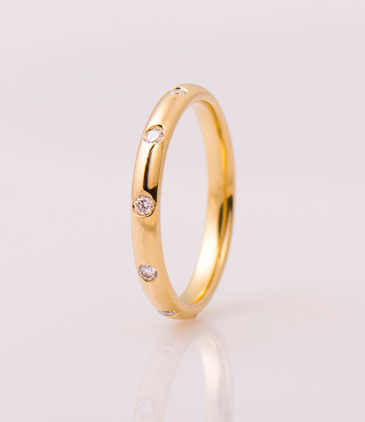 2, 5 Mm Ewigkeit Diamanten Ring, 14K/18K Gelbgold, Flush 8 Gleichmäßig Verteilte Ehering, Jahresring von NirOliva