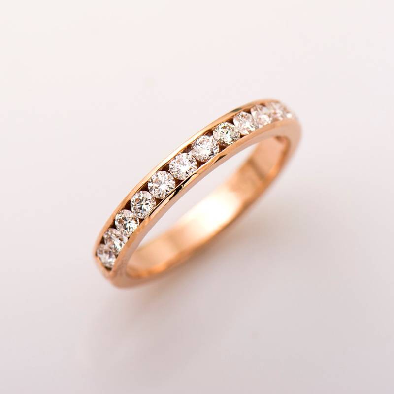 3 Mm Channel Set Ring, 14K/18K Rosegold Band, Ehering, Halb Eternity Jubiläumsring, Versprechen Natural Vs Diamanten von NirOliva