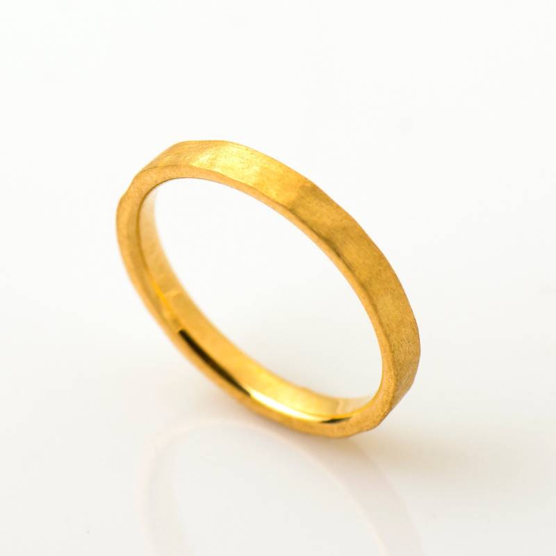 Zarter Ehering, 14K/18K Gelbgold Ring, Abstrakter Matter Ehering von NirOliva