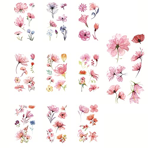 Nirbffo Aquarell Klatschmohn Temporäre Tattoos Frauen Mohnblume Blumen Hand Hals Zum Aufkleben Auf Die Haut Aufkleber Mädchen 10 Blätter von Nirbffo