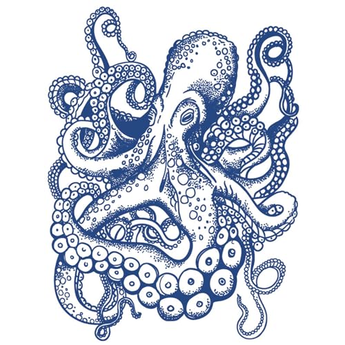 Nirbffo Krake Tattoosticker Tattoos Aufkleber Transferierbare Tattooaufkleber Schwarz 5 Blätter Große Größe15x19CM von Nirbffo