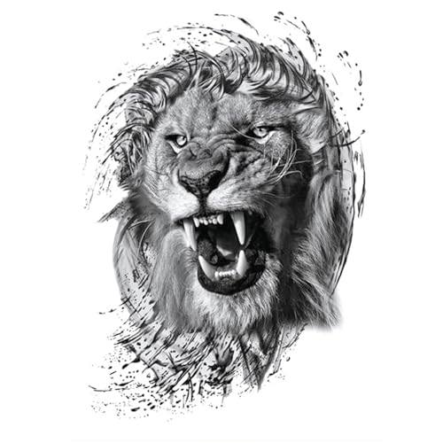 Nirbffo große Größe Tattoosticker Tattoos Aufkleber Löwe Tiger Wolf transferierbare Tattooaufkleber 6 Blätter 15x21CM von Nirbffo