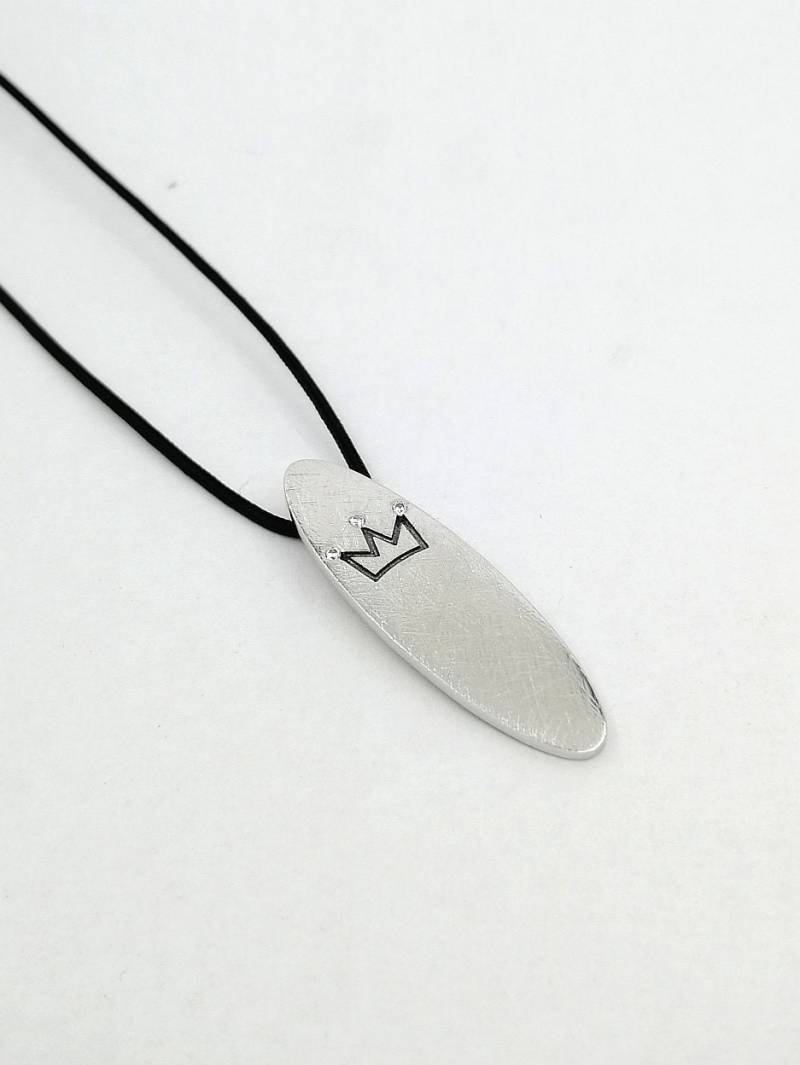 Silber Halskette Prinzessin Surfbrett Mit Zirkon Stein. Mädchen Surfen Auch.. Die Länge Der Schnur Kann Eingestellt Werden von Nirima