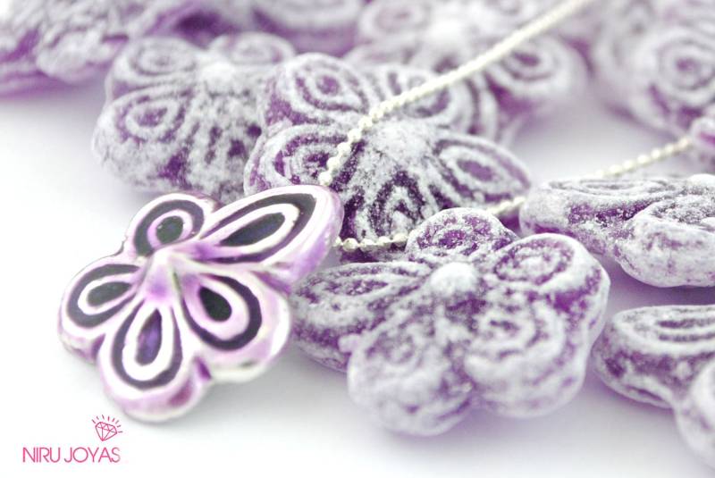 Colgante De Plata. Gargantilla Plata. Violeta Esmaltado. Esmalte Morado von NiruJoyas