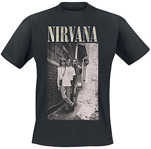 Nirvana Alleyway Männer T-Shirt schwarz L 100% Baumwolle Band-Merch, Bands von Nirvana