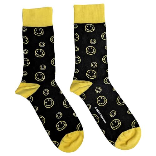 Nirvana Ankle Socken Outline Smile Nue offiziell Herren Schwarz (UK SIZE 7-11) UK Size 7-11 von Nirvana