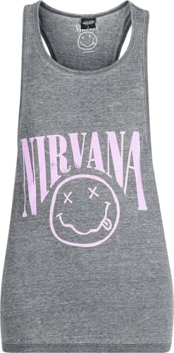 Nirvana Curved Logo Frauen Top dunkelgrau meliert L 65% Polyester, 35% Baumwolle Band-Merch, Bands von Nirvana