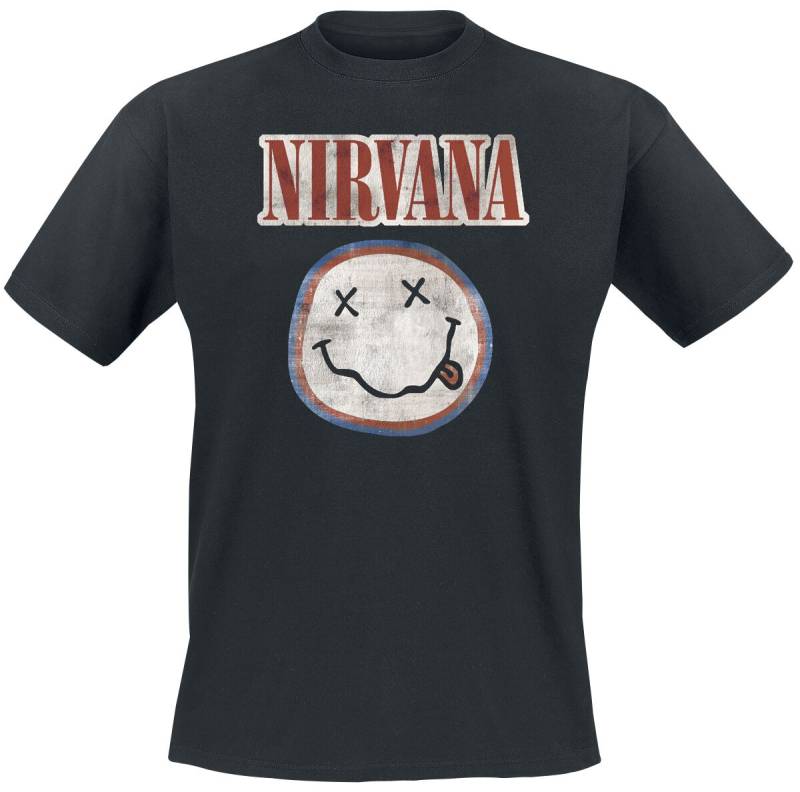 Nirvana Distressed Logo T-Shirt schwarz in M von Nirvana