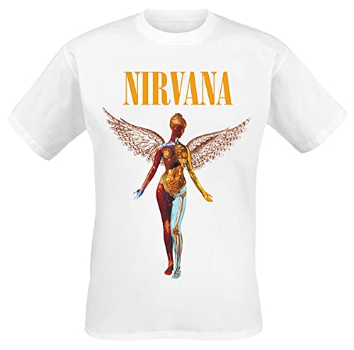 Nirvana In Utero Männer T-Shirt weiß L 100% Baumwolle Band-Merch, Bands von Nirvana