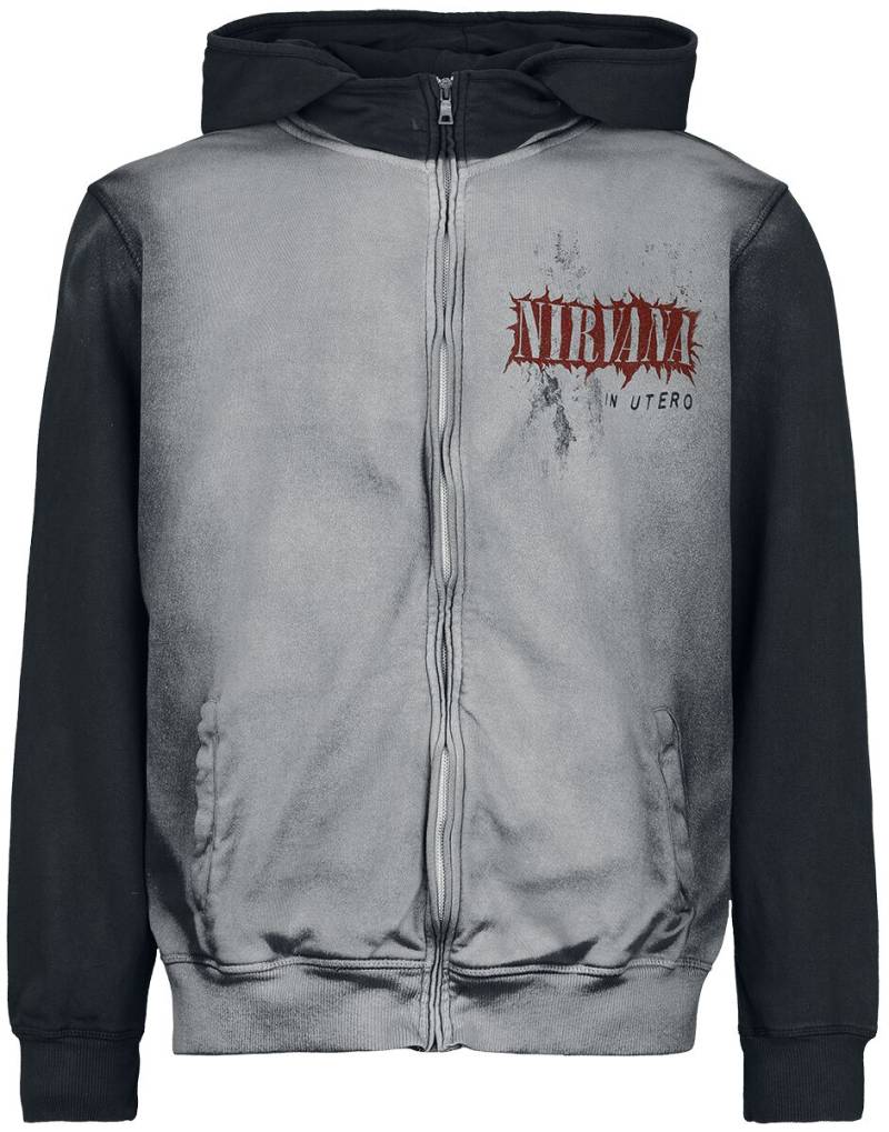 Nirvana Kapuzenjacke - In Utero - S bis XXL - für Männer - Größe L - grau/anthrazit  - Lizenziertes Merchandise! von Nirvana