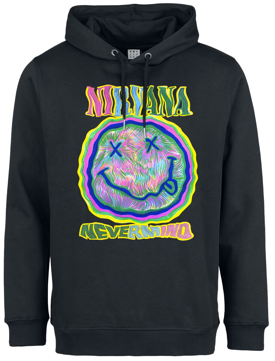 Nirvana Kapuzenpullover - Amplified Collection - Scribble Smiley - S bis 3XL - für Männer - Größe L - schwarz  - Lizenziertes Merchandise! von Nirvana