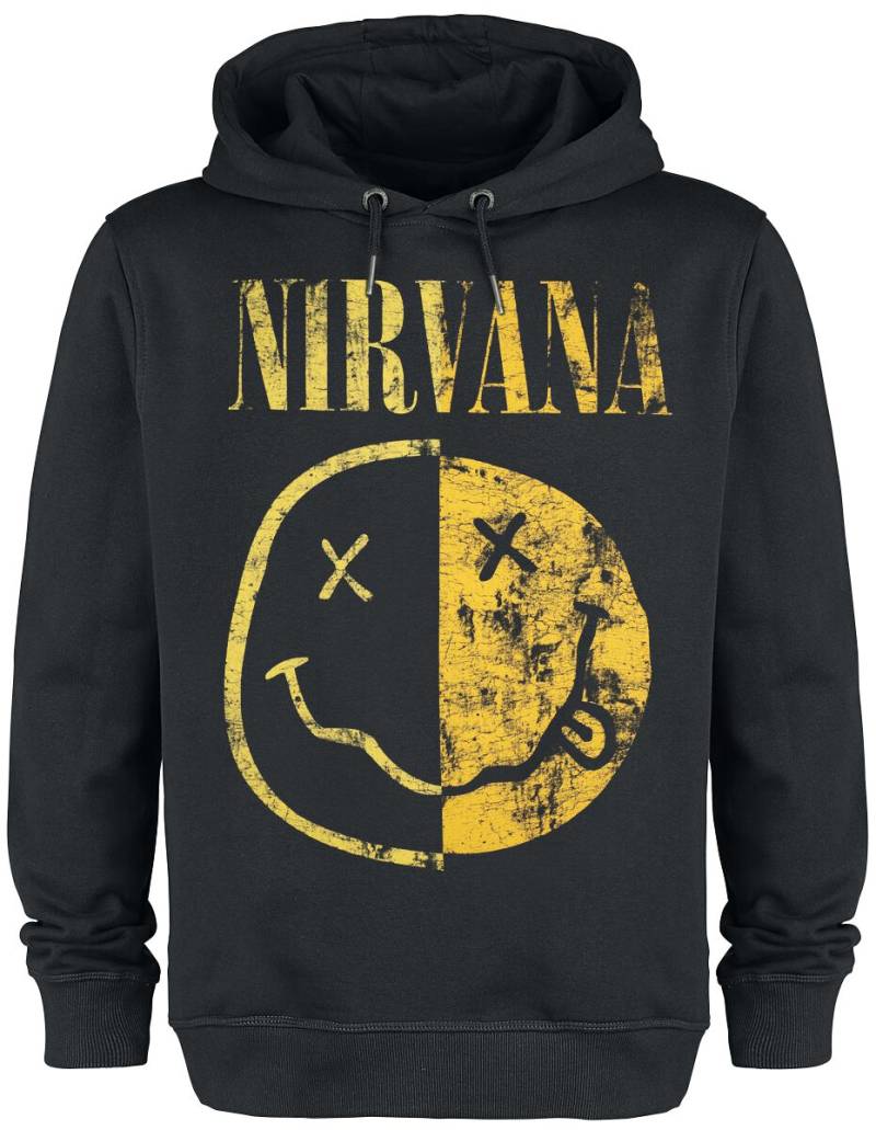 Nirvana Kapuzenpullover - Amplified Collection - Spliced Smiley - S bis XXL - für Männer - Größe M - schwarz  - Lizenziertes Merchandise! von Nirvana