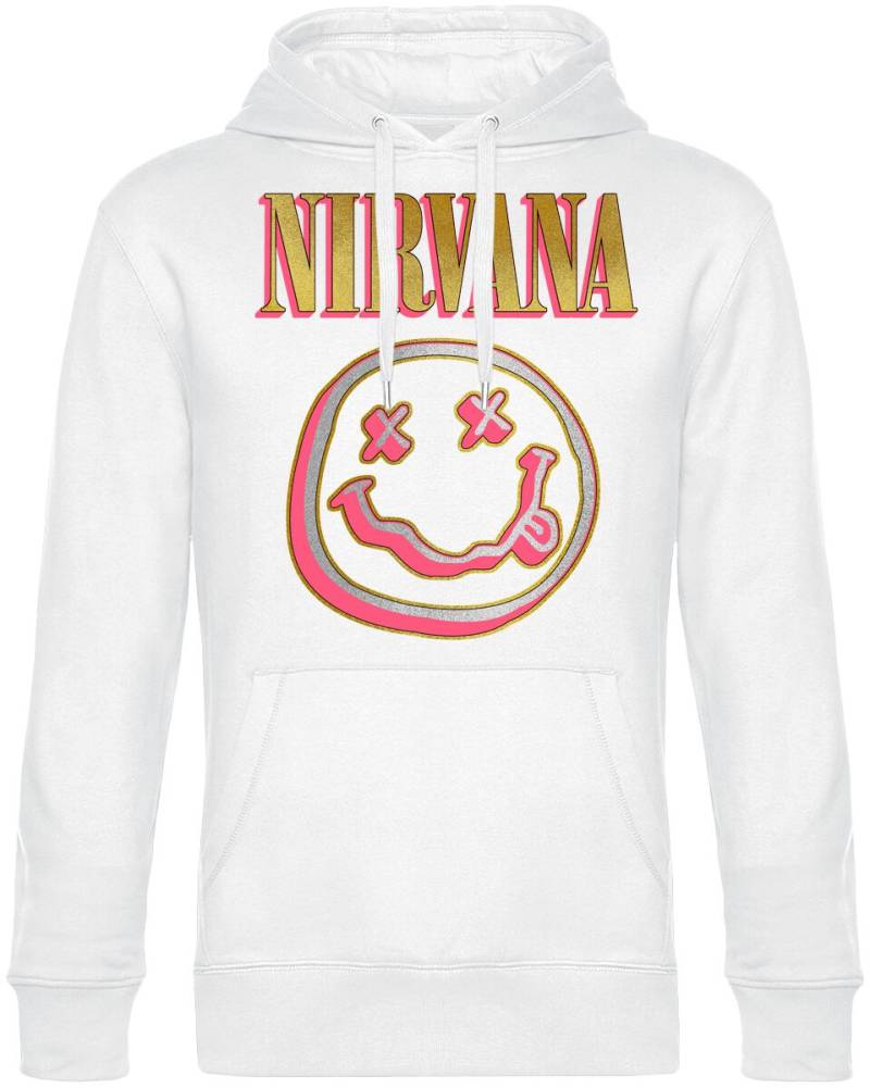 Nirvana Kapuzenpullover - Coloured Logo - S bis XL - für Männer - Größe M - weiß  - Lizenziertes Merchandise! von Nirvana