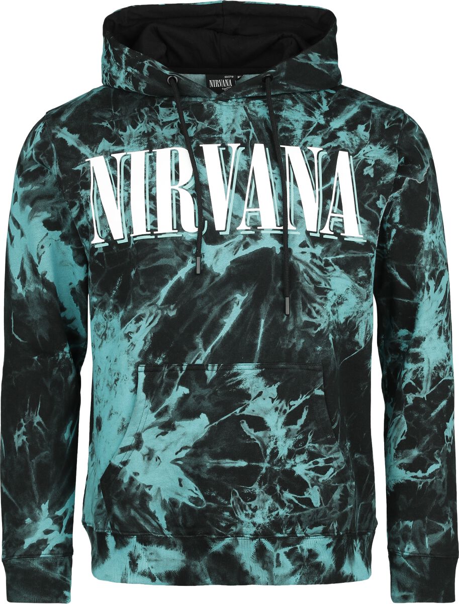 Nirvana Kapuzenpullover - EMP Signature Collection - S bis 3XL - für Männer - Größe L - schwarz/türkis  - EMP exklusives Merchandise! von Nirvana