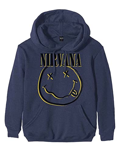 Nirvana Kapuzenpullover Inverse Smile Band Logo Nue offiziell Herren Navy Blau XL von Nirvana