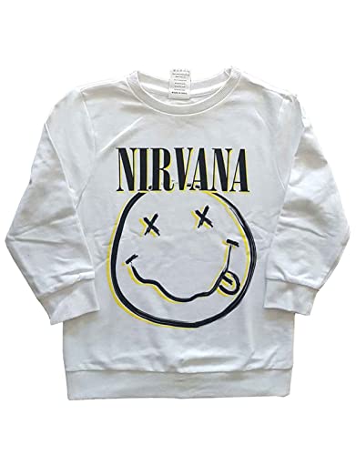 Nirvana Kids Sweatshirt Inverse Smile Band Logo Nue offiziell Weiß 6-8 Years von Nirvana