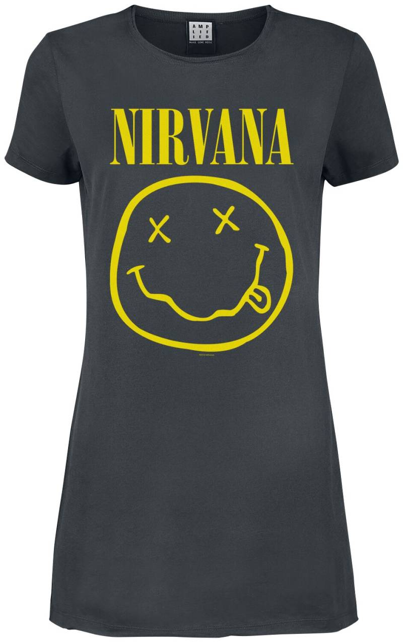 Nirvana Kurzes Kleid - Amplified Collection - Logo - S bis L - für Damen - Größe M - charcoal  - Lizenziertes Merchandise! von Nirvana