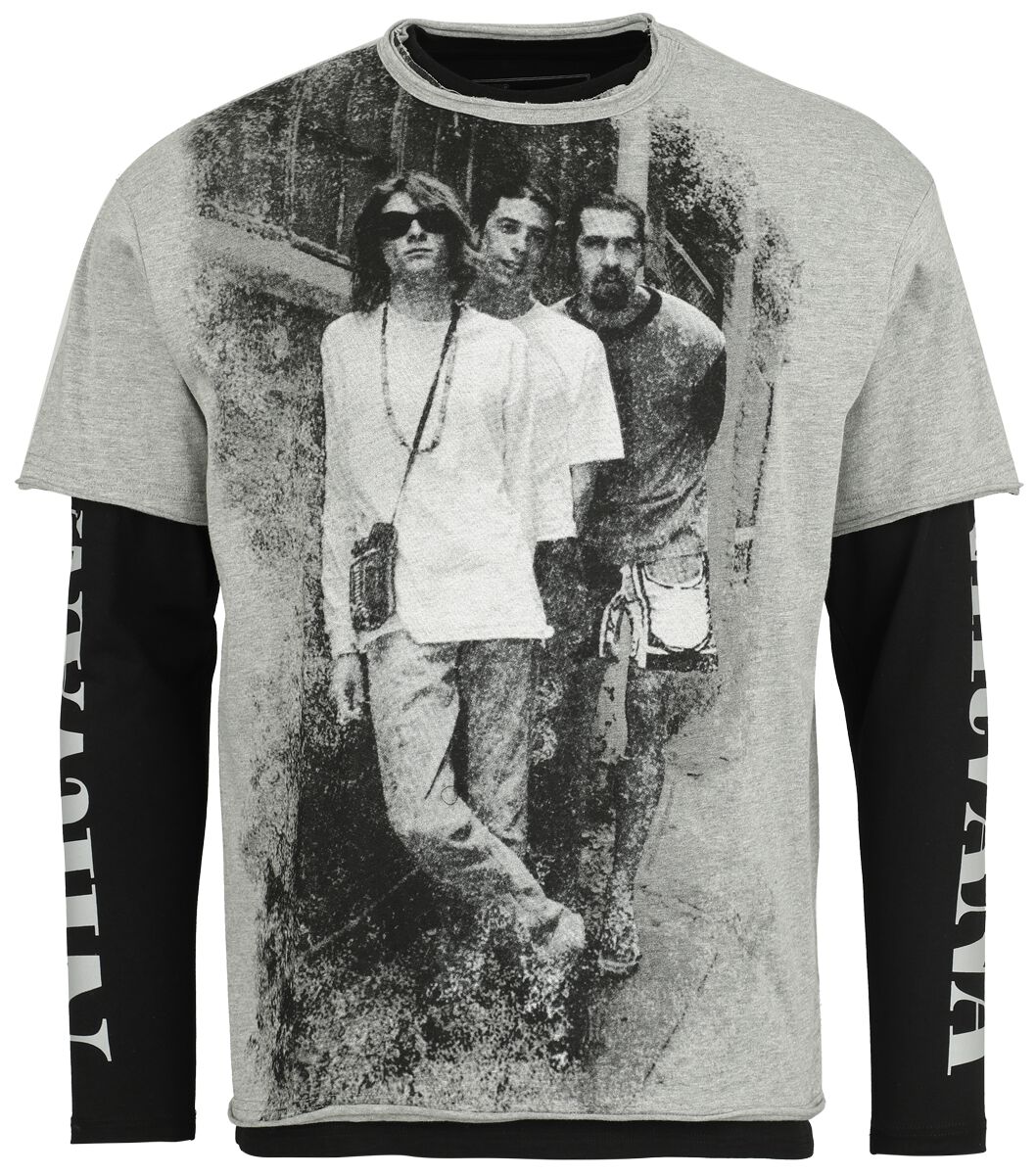 Nirvana Langarmshirt - EMP Signature Collection - S bis XXL - für Männer - Größe L - grau/schwarz  - EMP exklusives Merchandise! von Nirvana