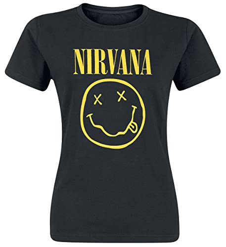 Nirvana Logo Frauen T-Shirt schwarz XXL 100% Baumwolle Band-Merch, Bands von Nirvana