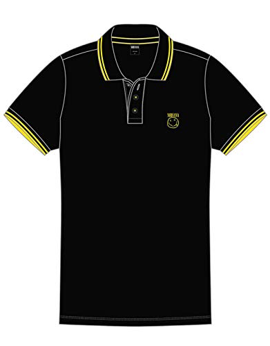 Nirvana Polo T Shirt Smiley Face Band Logo Nue offiziell Herren von Nirvana