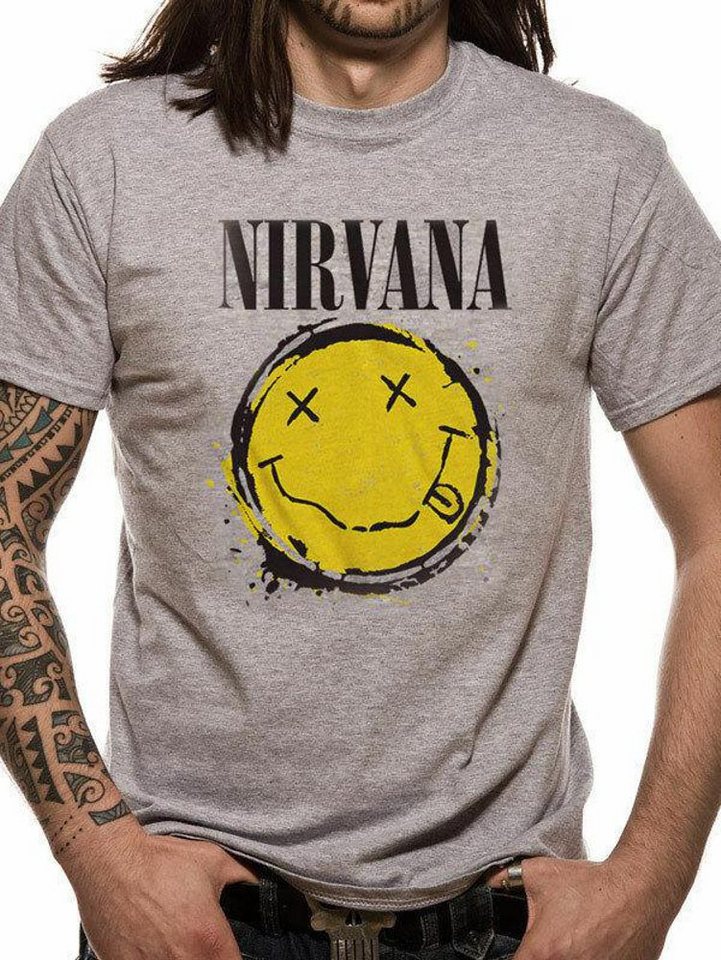 Nirvana Print-Shirt NIRVANA T-SHIRT Herren grau oder Schwarz L XL XXL von Nirvana