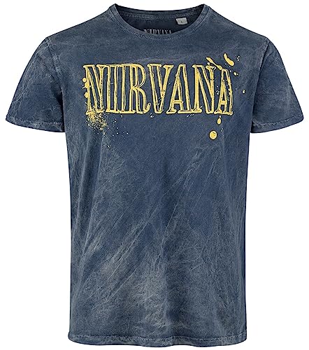 Nirvana STS Männer T-Shirt Navy XXL 100% Baumwolle Band-Merch, Bands von Nirvana