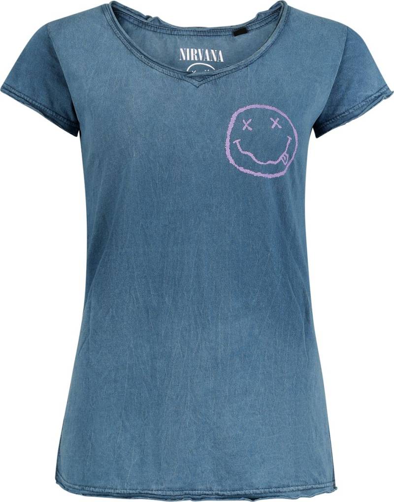 Nirvana Smile Logo T-Shirt blau in M von Nirvana