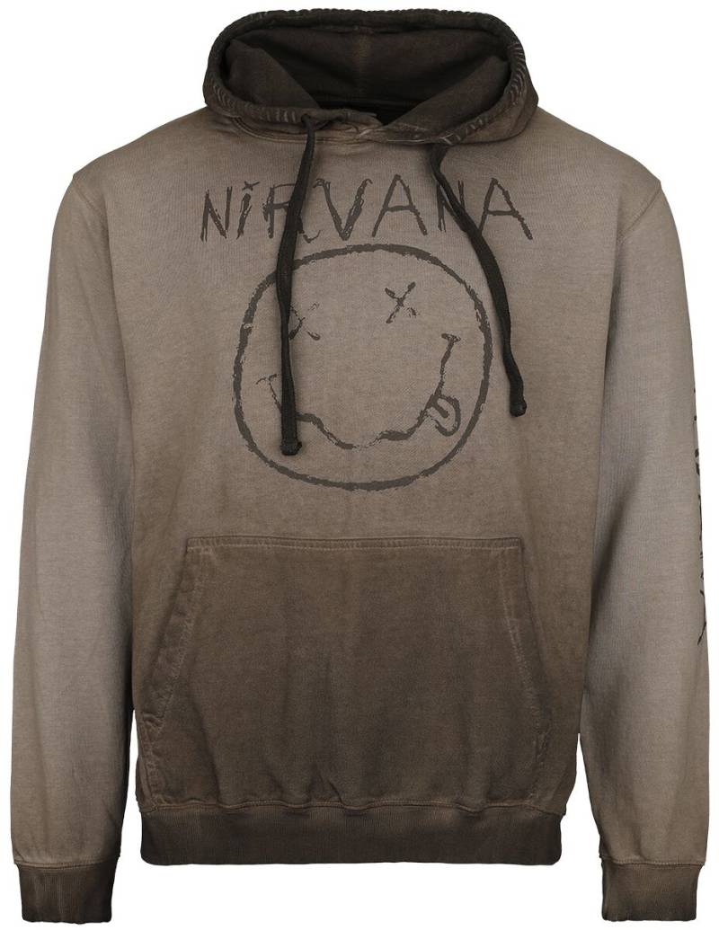 Nirvana Smiley Logo Kapuzenpullover braun in M von Nirvana