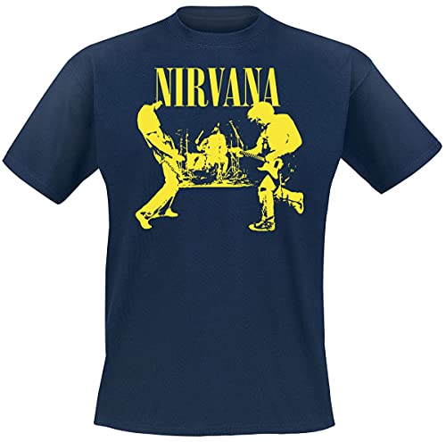 Nirvana Stage Männer T-Shirt dunkelblau M 100% Baumwolle Band-Merch, Bands von Nirvana