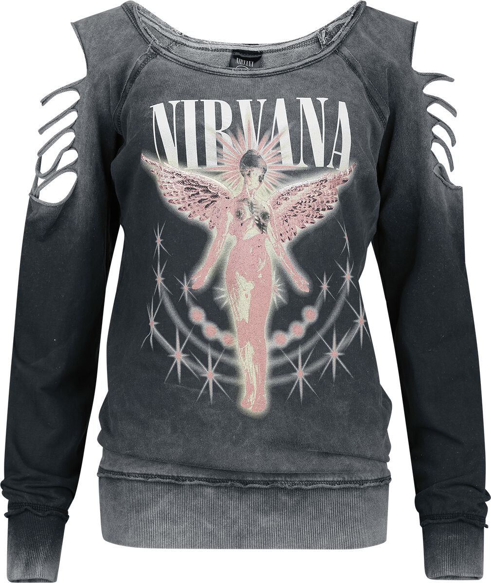 Nirvana Sweatshirt - Coloured Angels - S bis XXL - für Damen - Größe M - charcoal - EMP exklusives Merchandise! Nirvana Sweatshirt - Coloured Angels - S bis XXL - für Damen - Größe M - charcoal - EMP exklusives Merchandise! von Nirvana