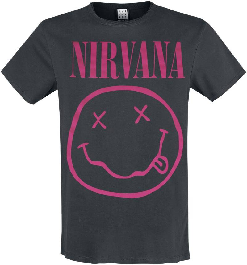 Nirvana T-Shirt - Amplified Collection - Neon Pink - S bis XXL - für Männer - Größe XXL - charcoal  - Lizenziertes Merchandise! von Nirvana