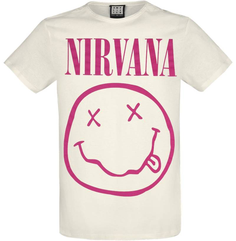 Nirvana T-Shirt - Amplified Collection - Neon Pink - XS bis XXL - für Männer - Größe XXL - altweiß  - Lizenziertes Merchandise! von Nirvana