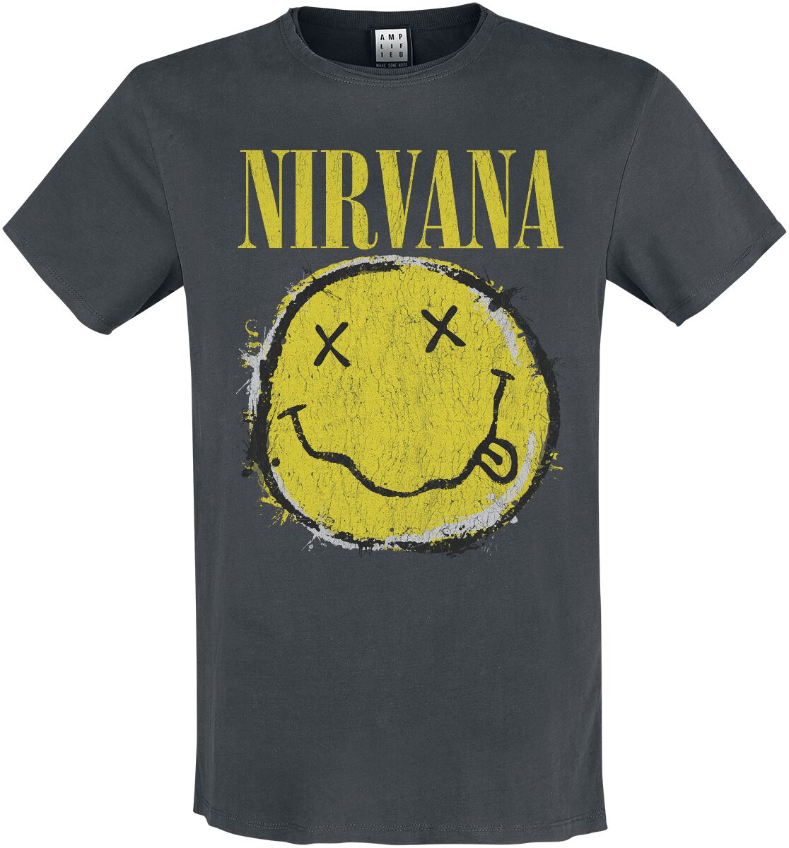 Nirvana T-Shirt - Amplified Collection - Worn Out Smiley - S bis 3XL - für Männer - Größe XXL - charcoal  - Lizenziertes Merchandise! von Nirvana