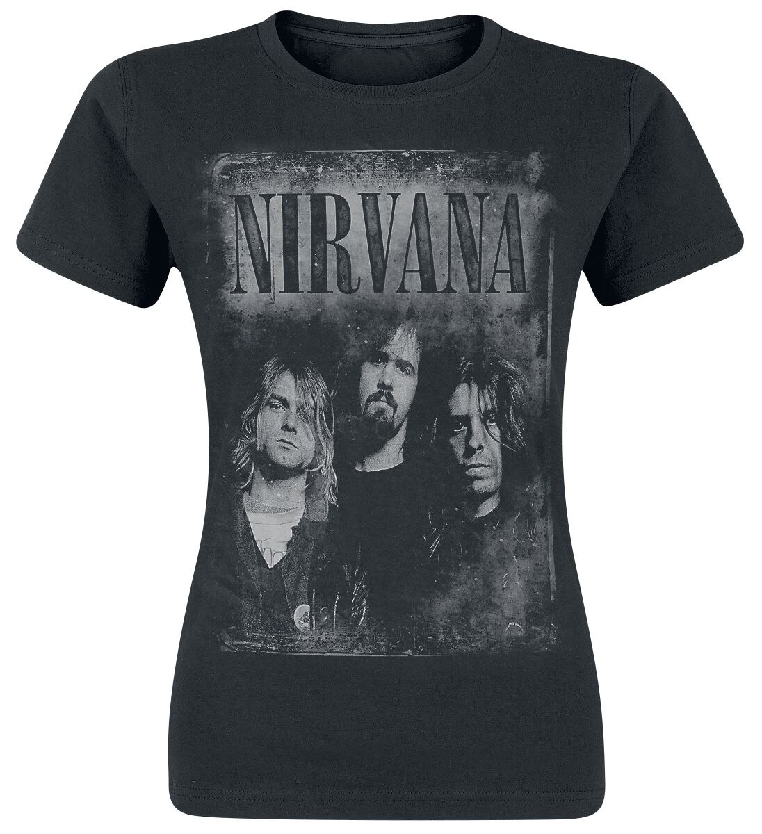 Nirvana T-Shirt - Faded Faces - S bis XL - für Damen - Größe M - schwarz  - Lizenziertes Merchandise! von Nirvana