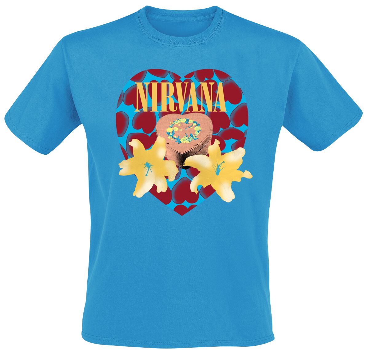 Nirvana T-Shirt - Flower Heart - S bis 3XL - für Männer - Größe L - blau  - Lizenziertes Merchandise! von Nirvana