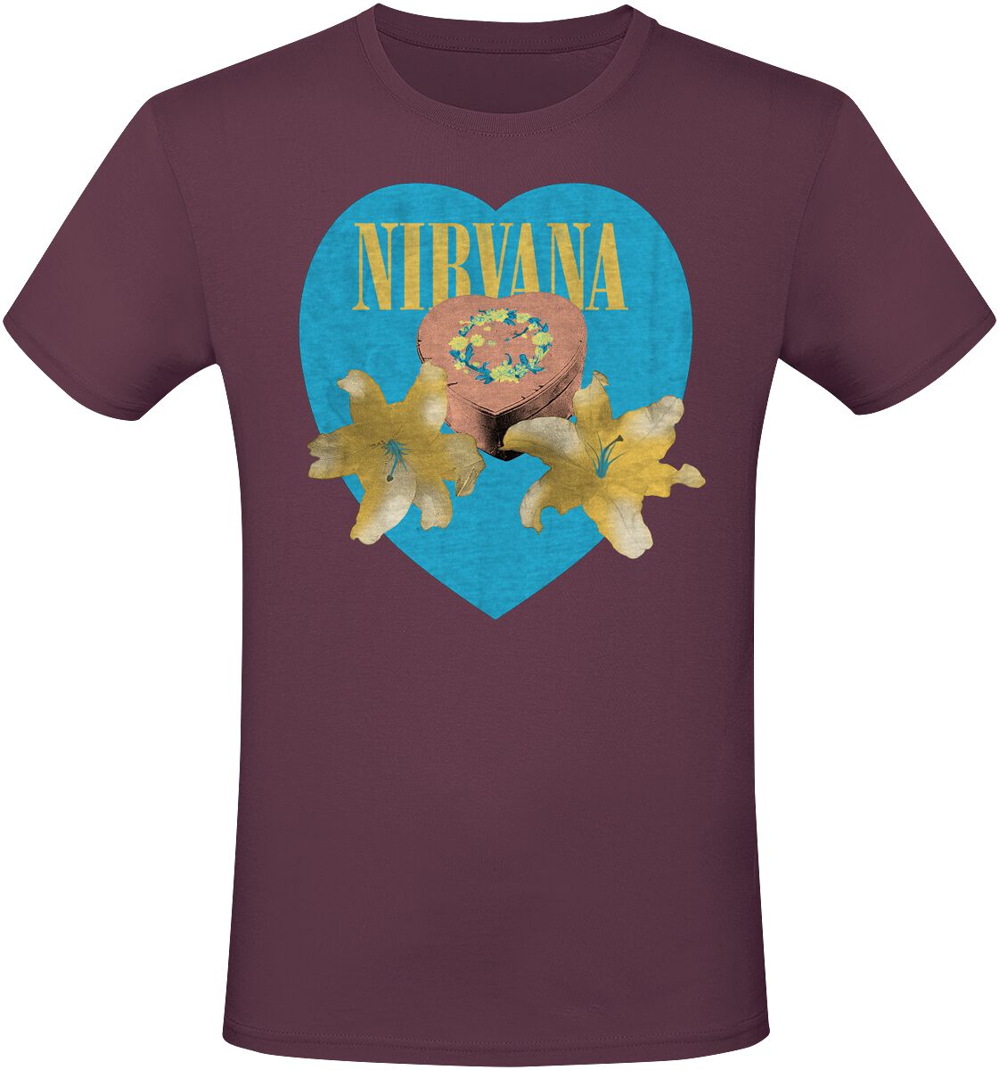 Nirvana T-Shirt - Flower Heart - S bis 3XL - für Männer - Größe S - rot  - Lizenziertes Merchandise! von Nirvana