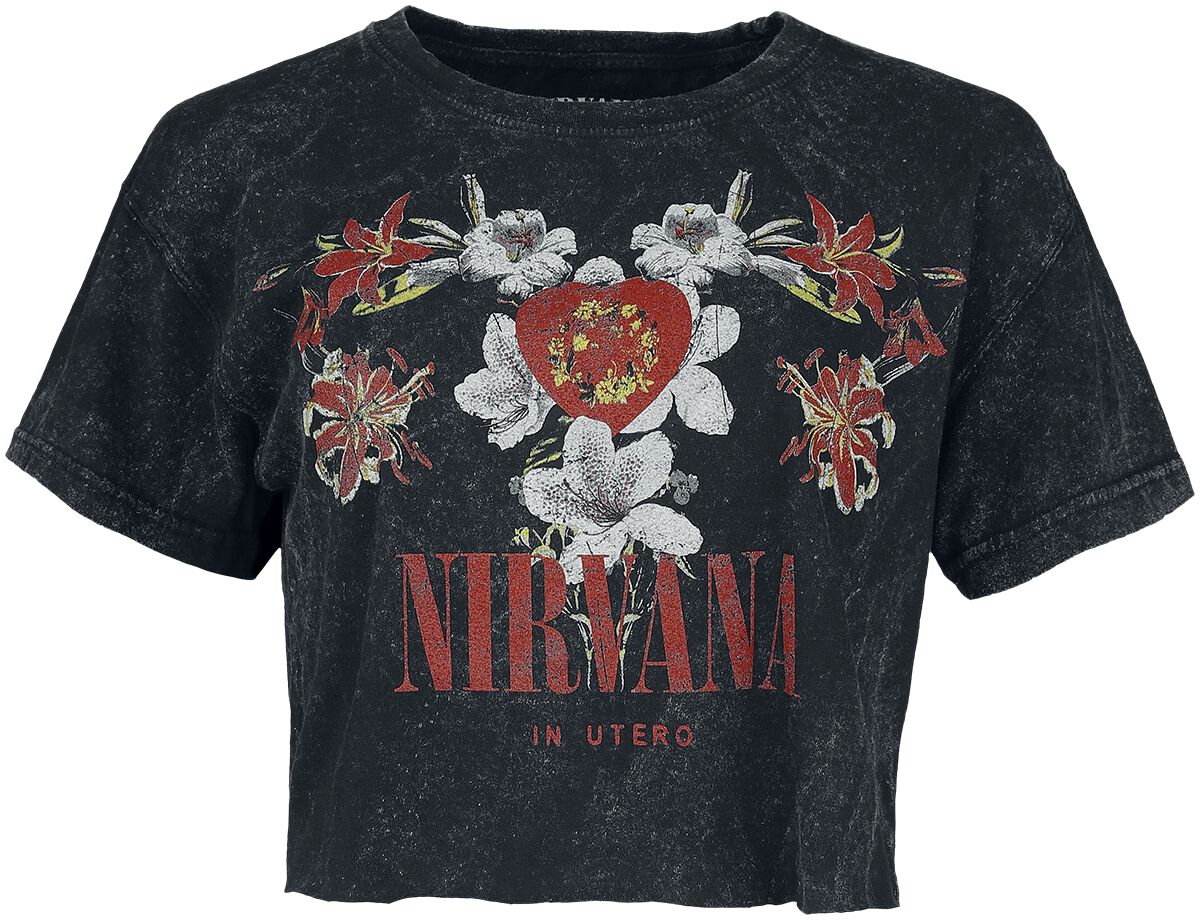 Nirvana T-Shirt - Flowers - XXL - für Damen - Größe XXL - charcoal  - Lizenziertes Merchandise! von Nirvana