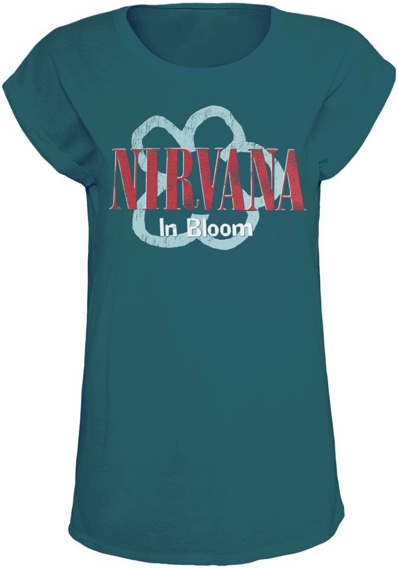 Nirvana T-Shirt - In Bloom - S bis L - für Damen - Größe L - petrol  - Lizenziertes Merchandise! von Nirvana