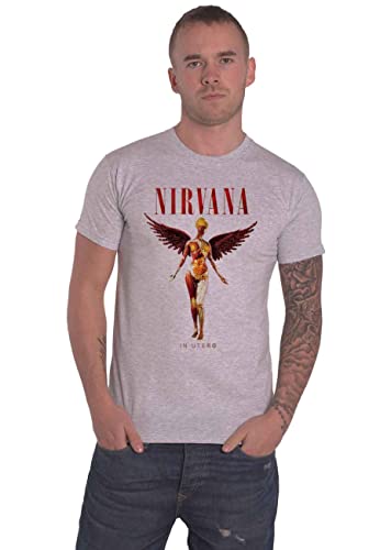 Nirvana T Shirt In Utero Band Logo Nue offiziell Herren Sport Grau von Nirvana