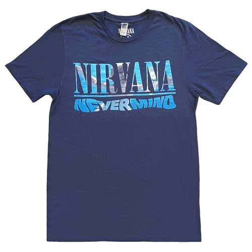Nirvana T Shirt Nevermind Band Logo Nue offiziell Herren Navy Blau von Nirvana