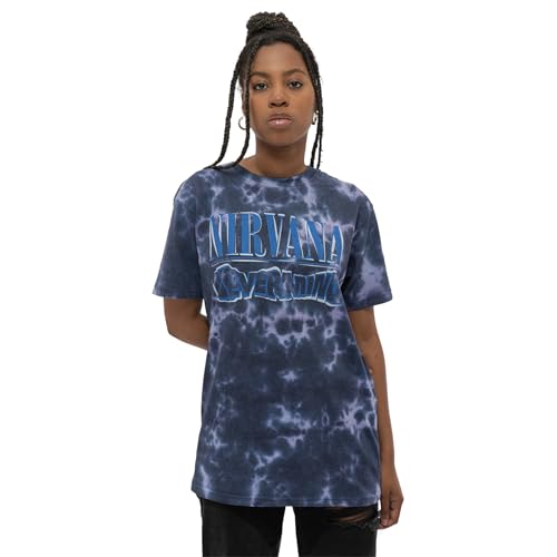 Nirvana T Shirt Nevermind Wavy Band Logo Nue offiziell Unisex Dip Dye Purple XXL von Nirvana