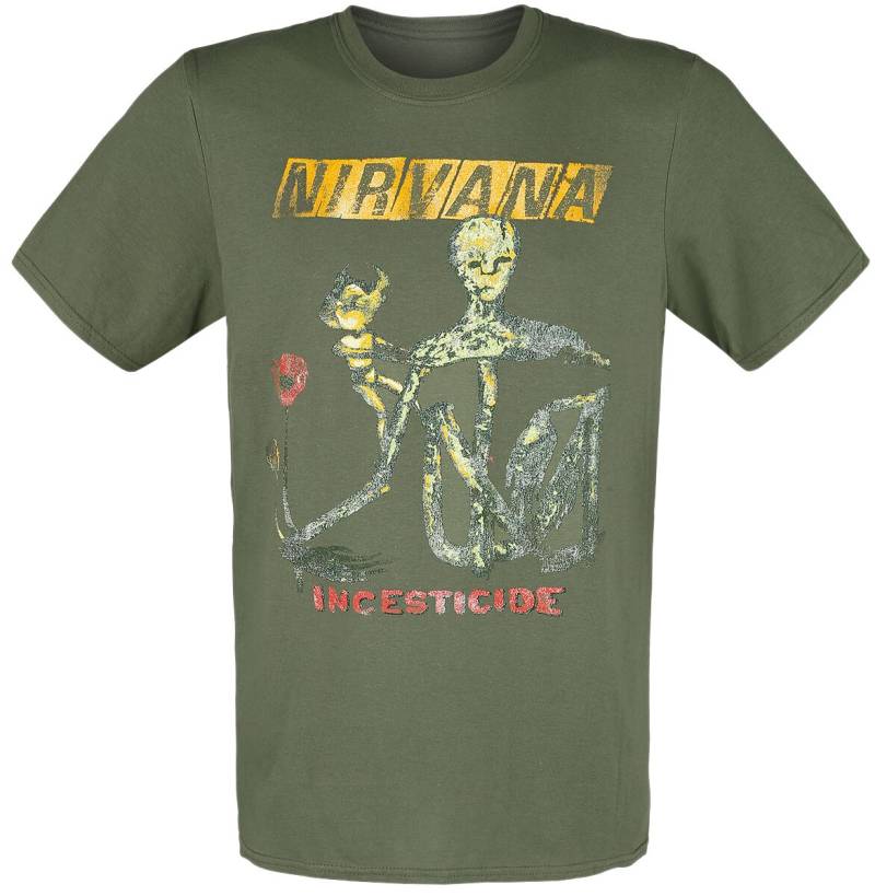 Nirvana T-Shirt - Reformant Incesticide - L bis XL - für Männer - Größe L - oliv  - Lizenziertes Merchandise! von Nirvana