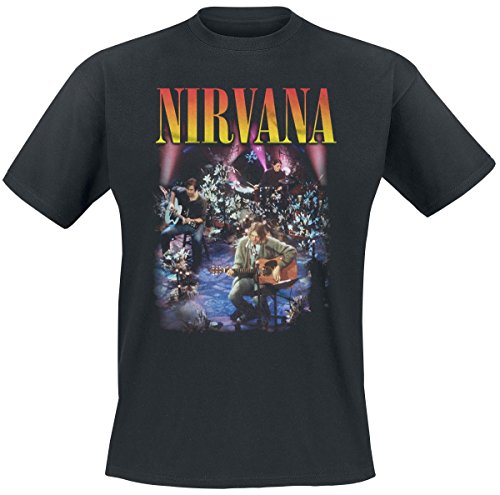 Nirvana T Shirt Unplugged Photo Band Logo Nue offiziell Herren Schwarz M von Nirvana