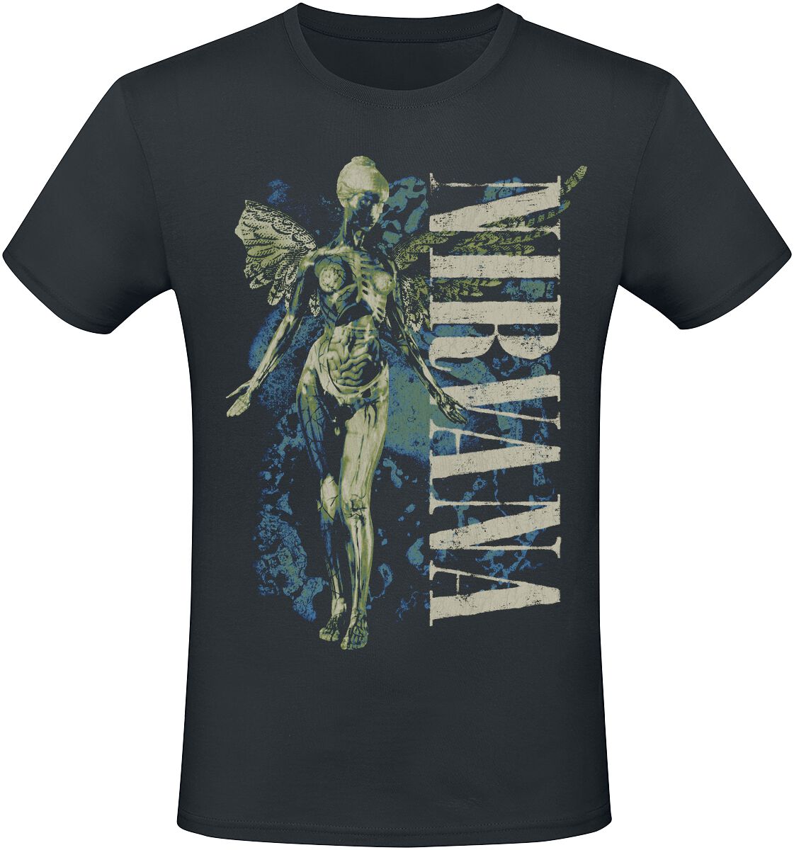Nirvana T-Shirt - Vertical Logo - S bis 3XL - für Männer - Größe S - schwarz  - Lizenziertes Merchandise! von Nirvana