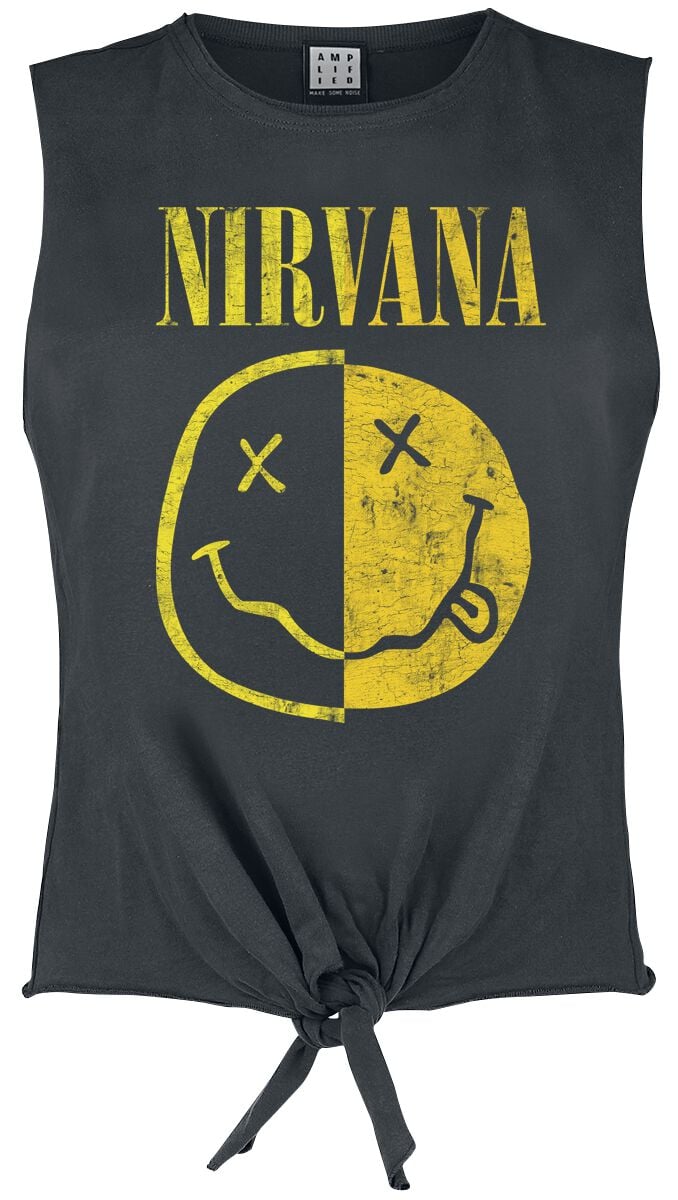 Nirvana Top - Amplified Collection - Spliced - S bis XL - für Damen - Größe L - charcoal  - Lizenziertes Merchandise! von Nirvana