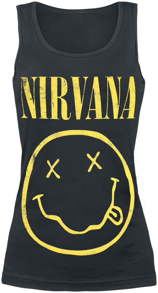 Nirvana Top - Smiley - S bis XL - für Damen - Größe L - schwarz  - Lizenziertes Merchandise! von Nirvana