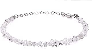 NirvanaIN Natürliches klares Herkimer Diamantquarz Nuggets Armband, rauer Rohstein Armband, 22,1 cm), Stein, One Size, Stein von NirvanaIN