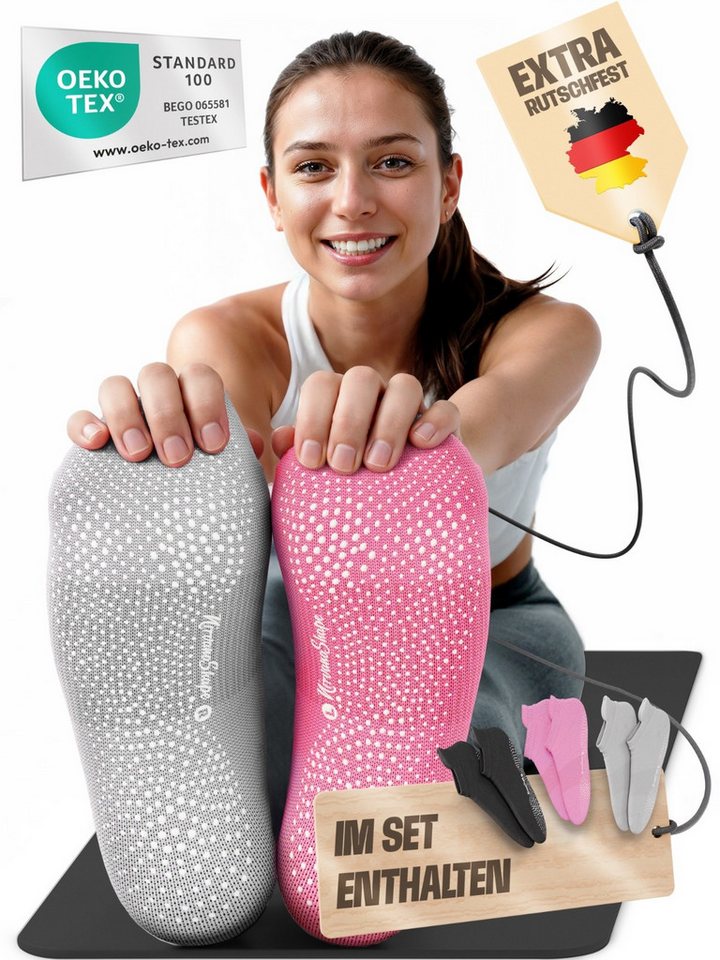 NirvanaShape Sportsocken NirvanaShape Yogasocken Damen 36-44 – Rutschfeste Pilates Socken (3-Paar) von NirvanaShape